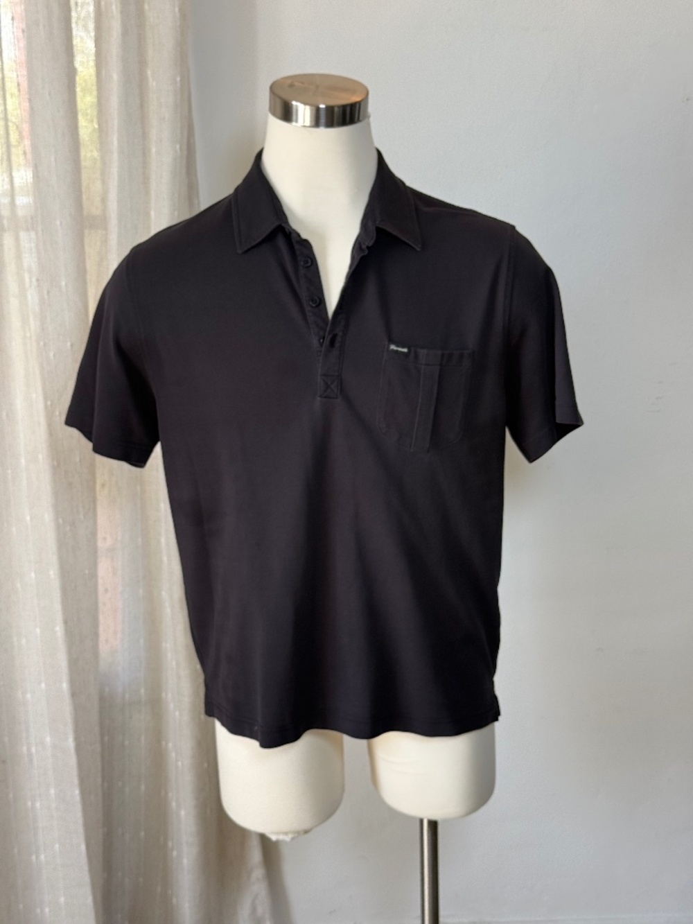 Façonnable Black Cotton Polo Shirt Men's L French Designer Short Sleeve